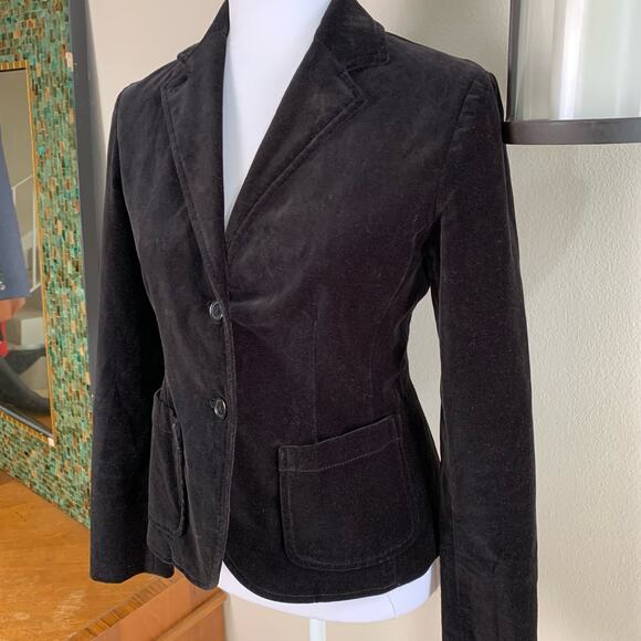 Gap Size 2 Women's Velvet Two Button Blazer jacket Black Career Work Holiday - Picture 4 of 13